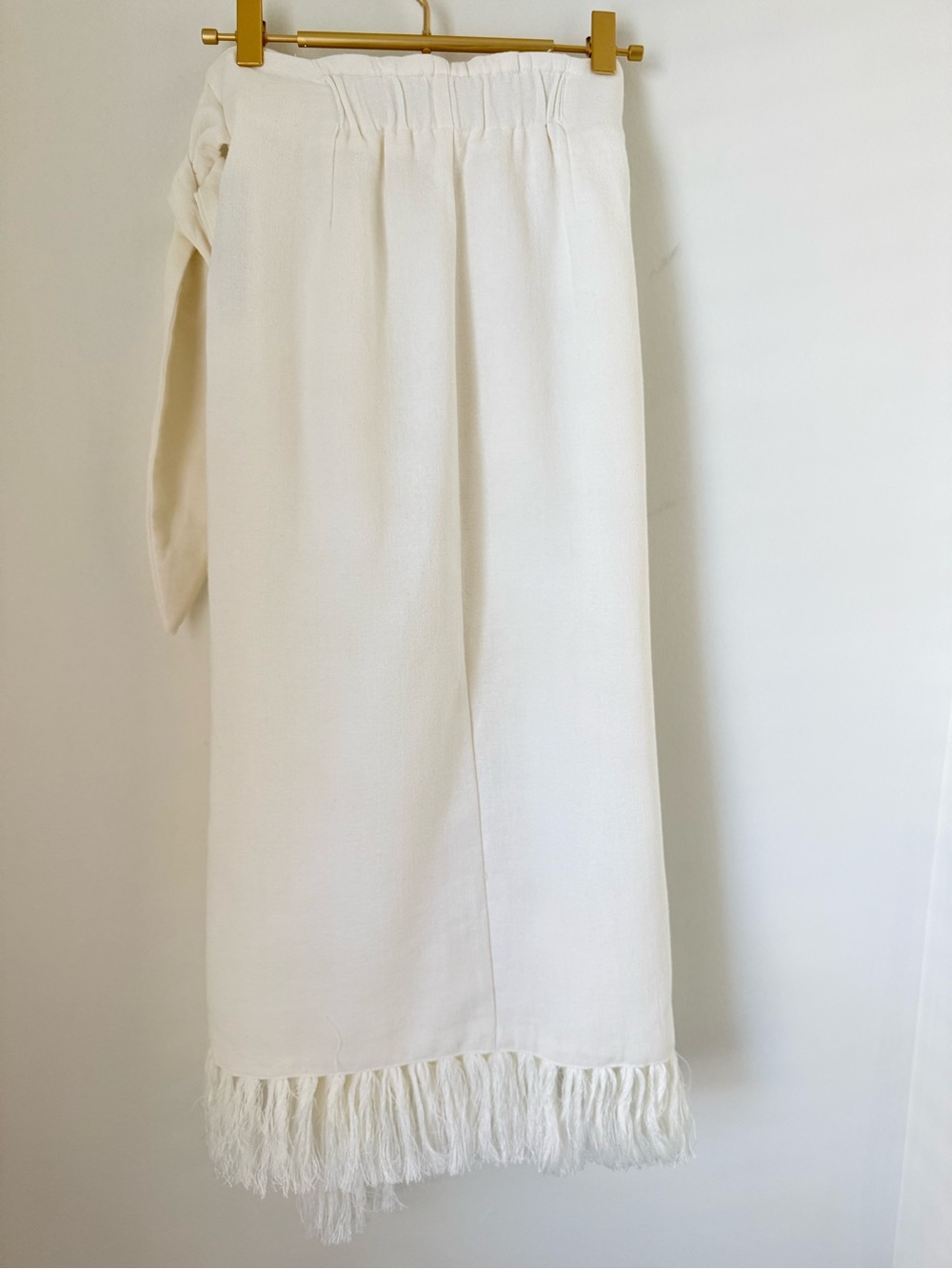 Mango Fringed Organic Cotton Wrap Skirt Cream Medium NEW - Picture 3 of 11